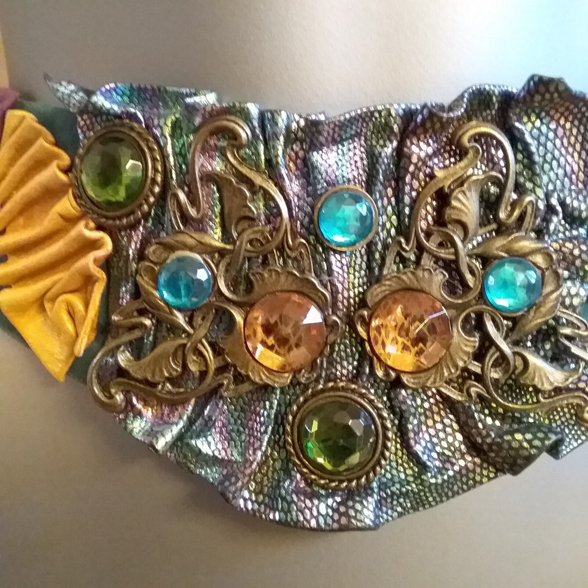 NINA ARJANI BELT SUEDE ROCK BOHEMIAN BOHO TURQUOISE GOLD  display picture 1