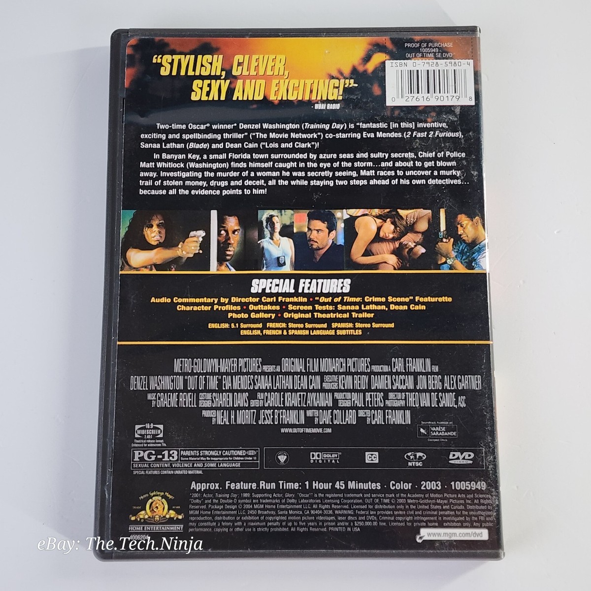 Out of Time (DVD, 2004) Denzel Washington, Eva Mendes, Dean Cain