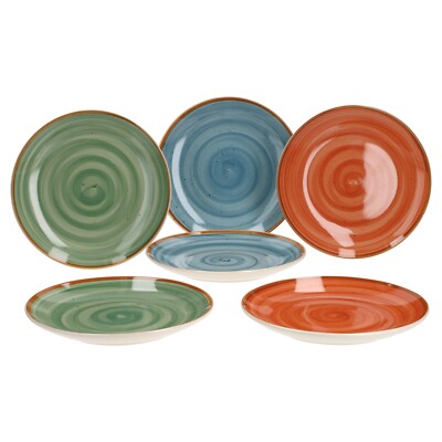 Van Well 6er Set Magnifica Kuchenteller Grün Blau Rot Dessertteller RESTPOSTEN