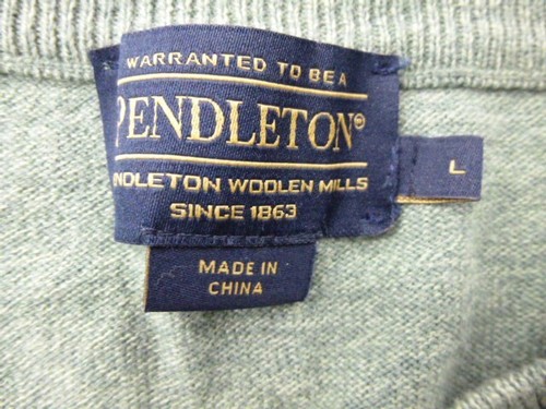 Pendleton Sweater Men Size Large Green Crewneck Knit Cotton Pullover Long Sleeve - Picture 3 of 10