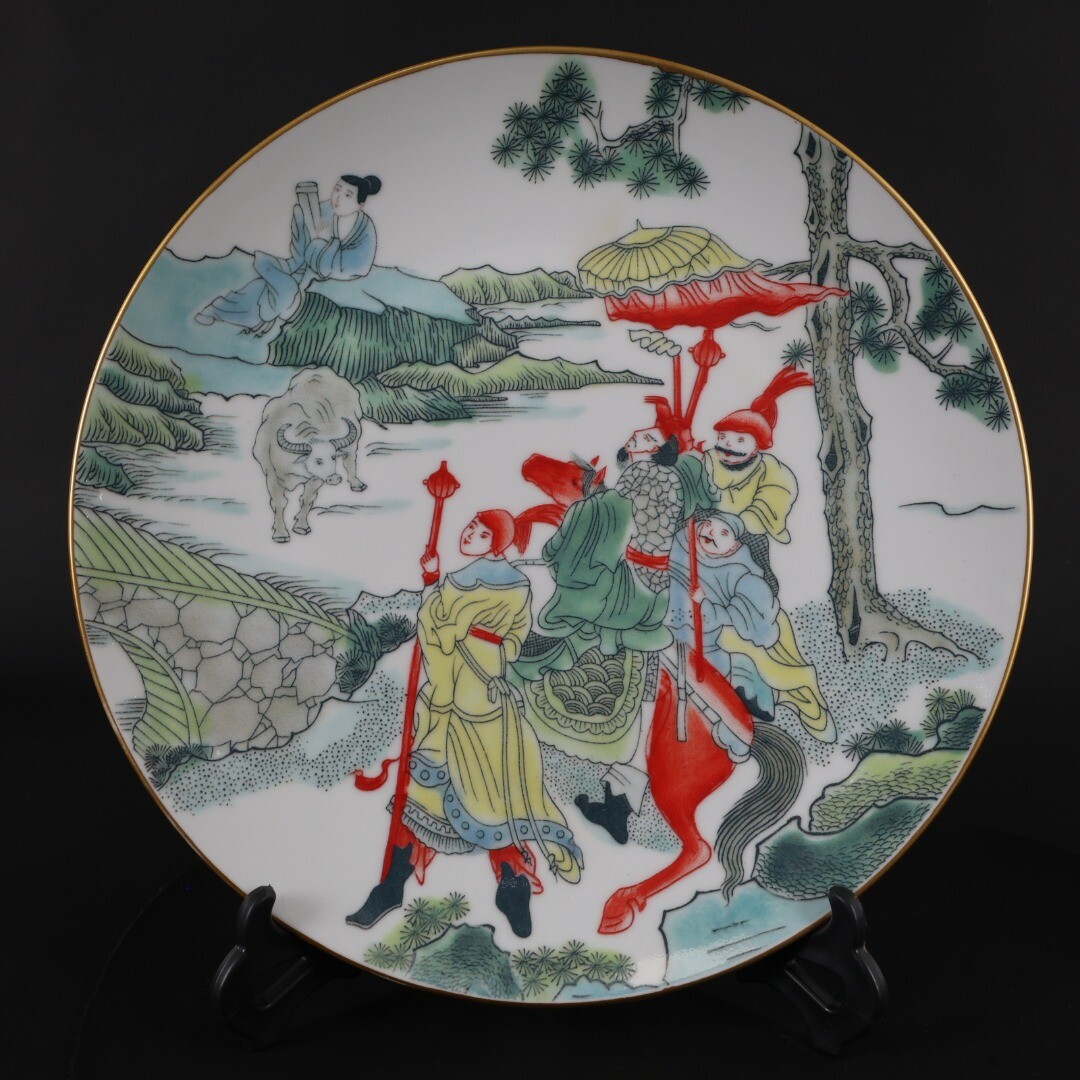 ローズファミリー Chinese Porcelain Famille Rose Ancient Character Cattle