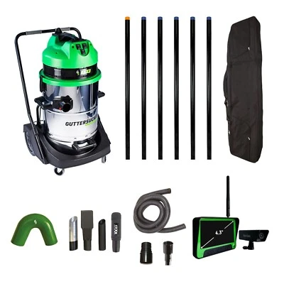GUTTER SUCKER Guttersucker Pro Gutter Vacuum & Live Action Inspection Camera - 30ft Reach.
