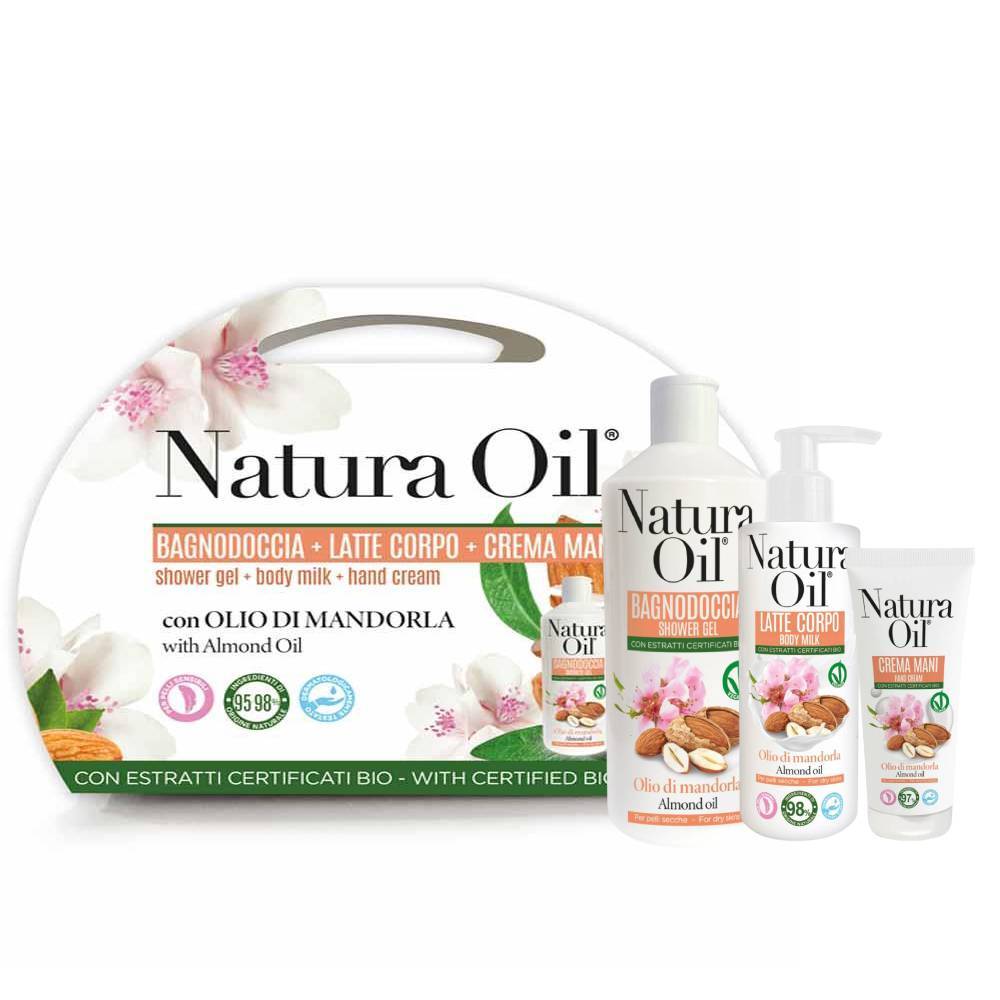 Natura Oil Kit Mandorla Confezione Regalo Bagnodoccia Latte Corpo Crema Mani
