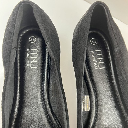 Womens Musshoe Memory Foam Comfort Padded Loafer Flat Pointed Toe Shoes Black - Picture 3 of 10