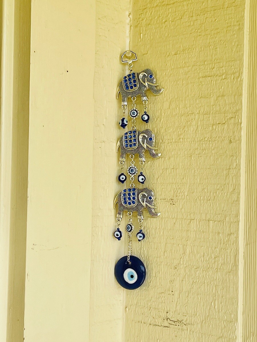 Ornamento da Appendere Elefante Fortunato E Malocchio Blu per Protezione Benedizione E Decorazione Pendente per Auto Casa E Ufficio Ottimo