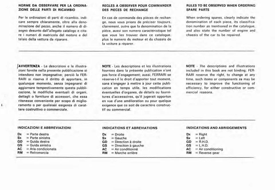 Catálogo de peças de reposição Ferrari 328 GTB 328 GTS 1985 - Imagem 2 de 4