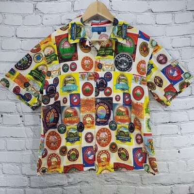 Deschutes Brewery Beer Label Shirt Mens M Breweriana Oregon Craft IPAs Hawaiian