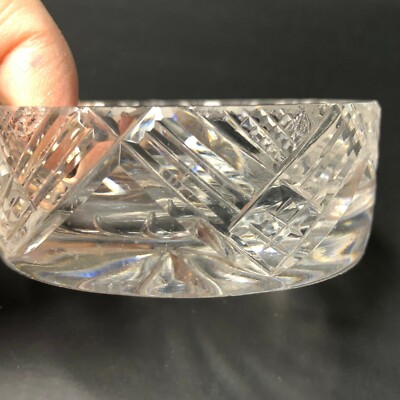 Stunning Vintage Cut Crystal Master Salt Cellar Open Dip Dish 2.5'' x 1'' 