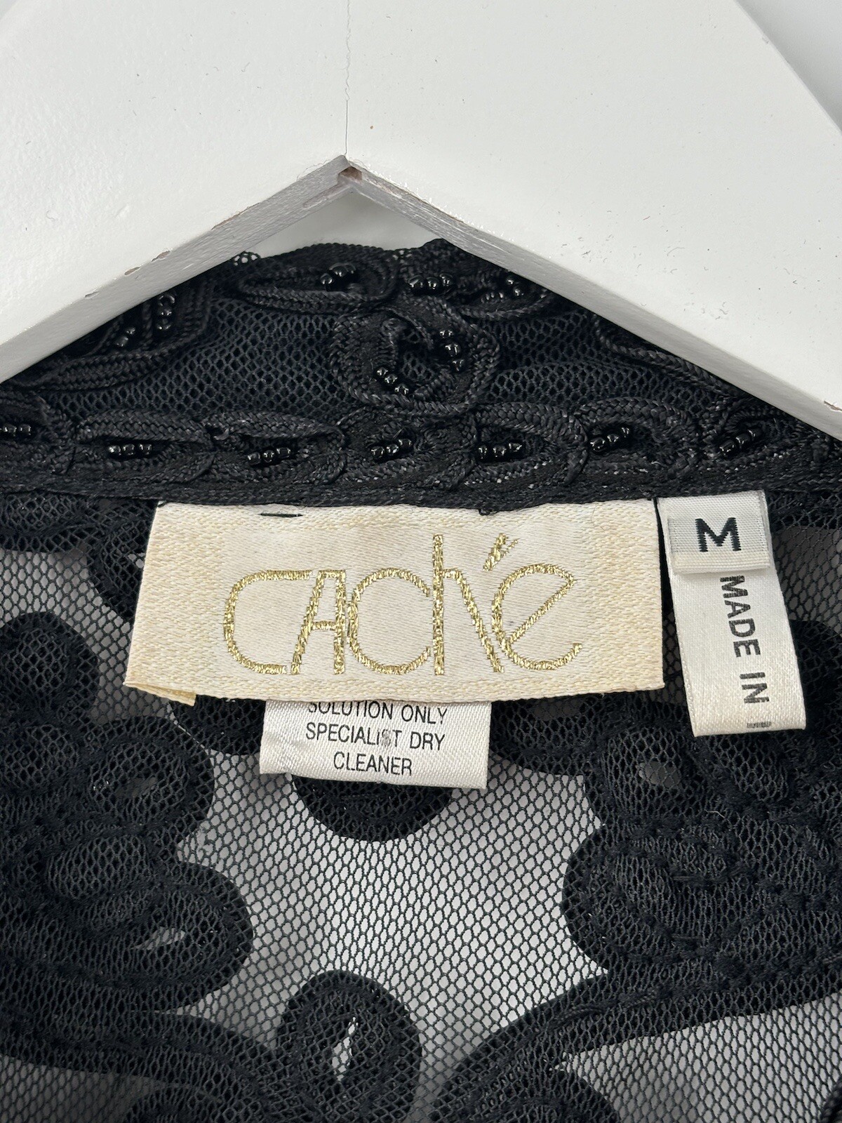 Cache Jacket Womens Medium Black Sheer Beaded But… - image 9