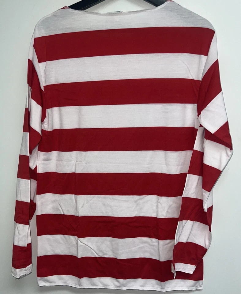 Where's Waldo Disfraz de Halloween Adulto Pequeño Mediano Camisa Sombrero Gafas Hombres Elope Foto 4 de 4