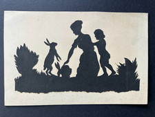 Alter Künstler Scherenschnitt - Märchen - Mutter - Kind - Hasen -  1923