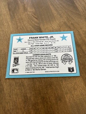 OVER SIZED 1987 Donruss All Stars Frank White #41