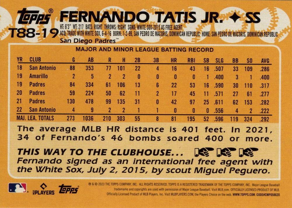 TOPPS 2023 SERIES 1 - 1988 TOPPS BASEBALL - #T88-1 to 100 **SELECT YOUR CARD** - Picture 39 of 201