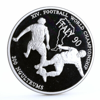 Bhutan 300 ngultrums Football World Cup in Italy Players silver