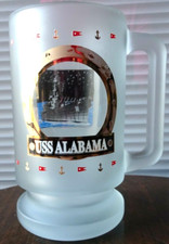 USS ALABAMA Battleship Frosted Porthole Glass Mug Stein Cup Made in the USA