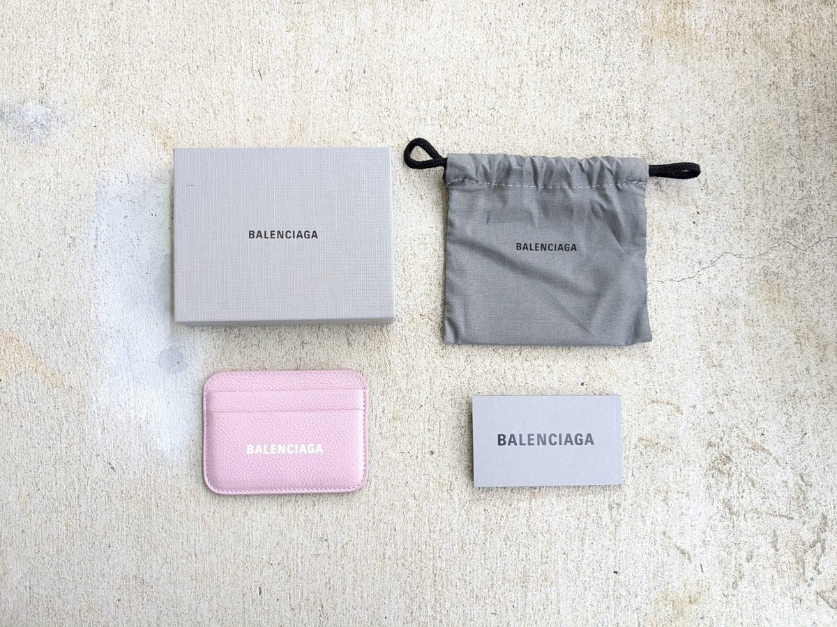 Balenciaga Cardholder Wallet Pink Leather Italy Slim 4x3