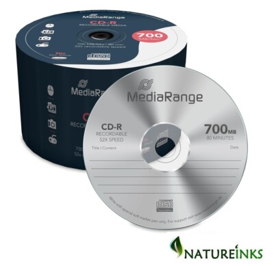 50 Mediarange Leer CD CD-R 52x 700MB 80min Discs MR207 Hardcore Tube