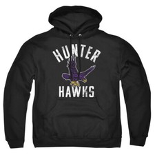 Hunter College Adult Pullover Hoodie Hawks Logo, Black, S-3XL