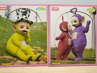 Teletubbies cork wooden puzzles 1998 Tinky Winky Po Dipsy Playskool