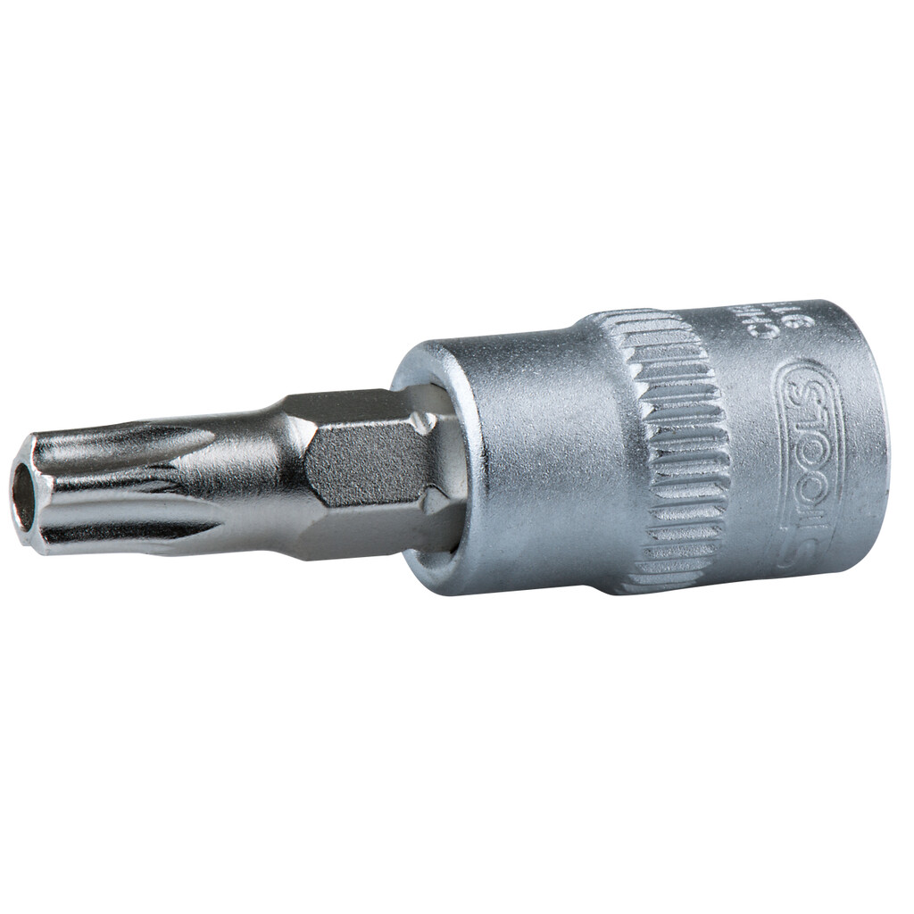 KS Tools Bit-Stecknuss 1/4 Zoll – Fünfstern Mit Stirnlochbohrung, TS25, Chrom-Molybdän, Lange Ausführung