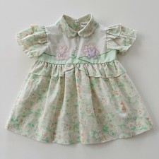 Vintage Mayfair 24 Months Baby Girl Pink Green Floral Dress Spring Summer