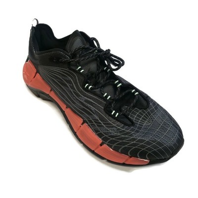 Reebok Mens Size 12 Zig Kinetica II Running Shoes Core Black Orange Flare FX9349