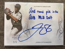 2018 Leaf Trinity Platinum Autographed Josh Stowers RC Auto /5 YANKEES Signed
