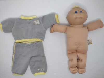 1982 Cabbage Patch Kid Doll Boy Blue Eyes Blond Top Knot READ