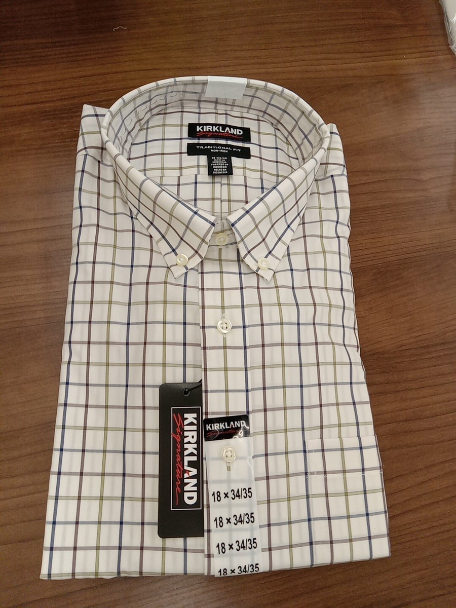 kirkland signature mens button down dress shirt 18x34/35 kirkland signature mens button down dress shirt 18x34/35