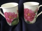 2 ROYALE GARDEN rosa BOTANICA mugs FINE BONE CHINA STAFFS ENGLAND beautiful! — photo 2