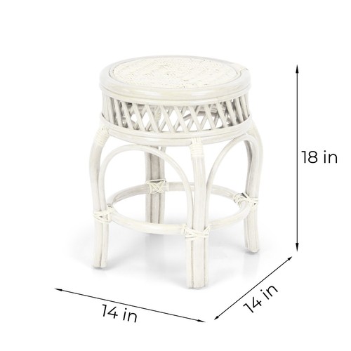 Ginger Handmade Rattan Wicker Stool Ottoman Plant Stand - Picture 29 of 30