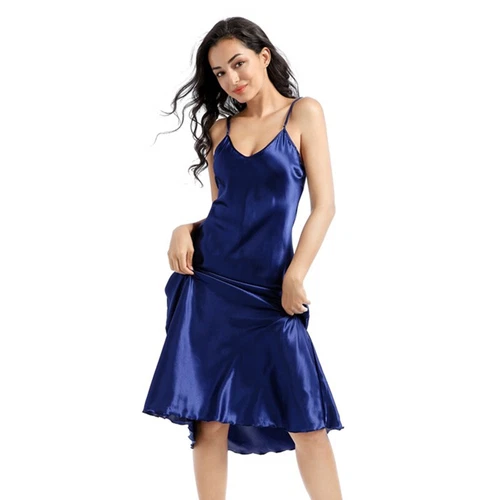 Sexy Satin Silk Robe Dress Sleepwear Lingerie Long Nightdress Nightgown - Bild 13 von 41