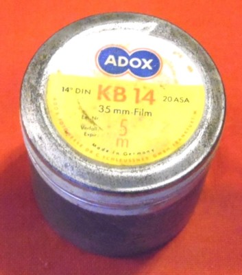 Old Tin, Tin, Film Tin, Adox KB 14, Diameter 4.5 cm, H 4.5 cm