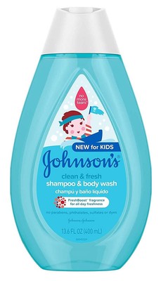 Johnsons Kids Shampoo & Body Wash 13.6 Ounce Clean & Fresh (400ml) (Pack of 3)