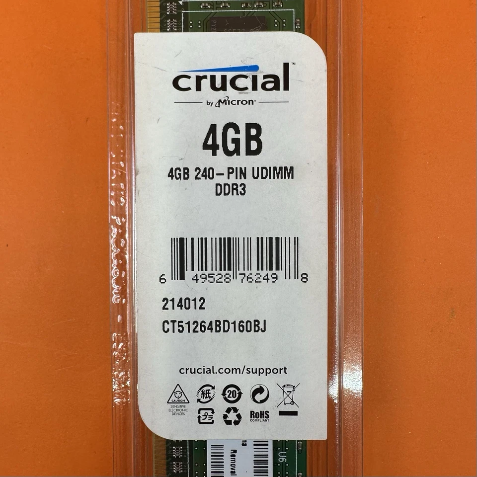 Set Of 4x Crucial 4GB DDR3 UDIMM Desktop RAM Modules. Near New, Never Used - Image 2 of 2
