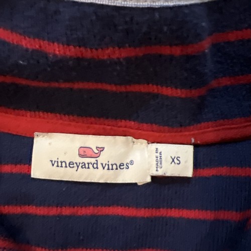Vineyard Vines Heavy Cotton Shep Placket Shirt Womens XS Red Navy Oversized Prep - Picture 5 of 7
