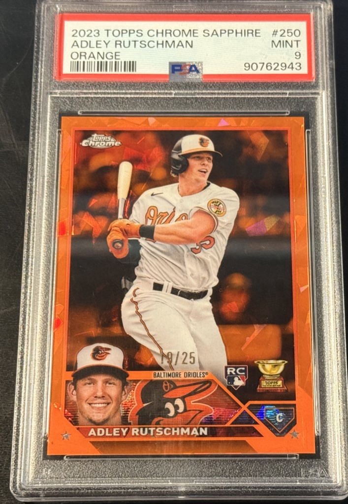 Adley Rutschman Rookie Orange 2023 Topps Chrome Sapphire 19/25 PSA 9 Orioles 250