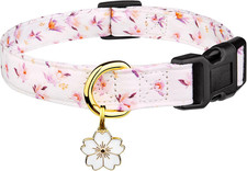 Cotton Handmade Dog Collar Cute and Distinctive Patterns White Flower with Penda