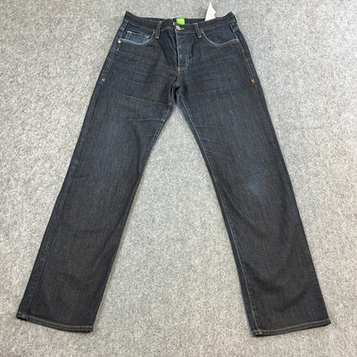Hugo Boss Herren Jeans Regular Tapered 32 32 Dark Wash Blau Stretch Green Label