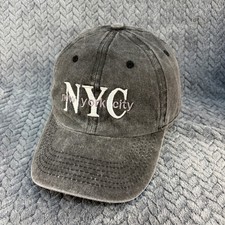 NYC 1664 New York City Baseball Cap Washed Black Embroidered Dad Hat Adjustable