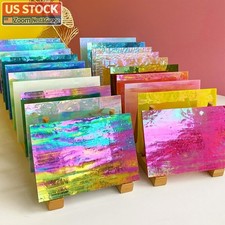 US Stock 24 Sheets Iridescent Stained Glass Sheets 6x4in Variety Pack