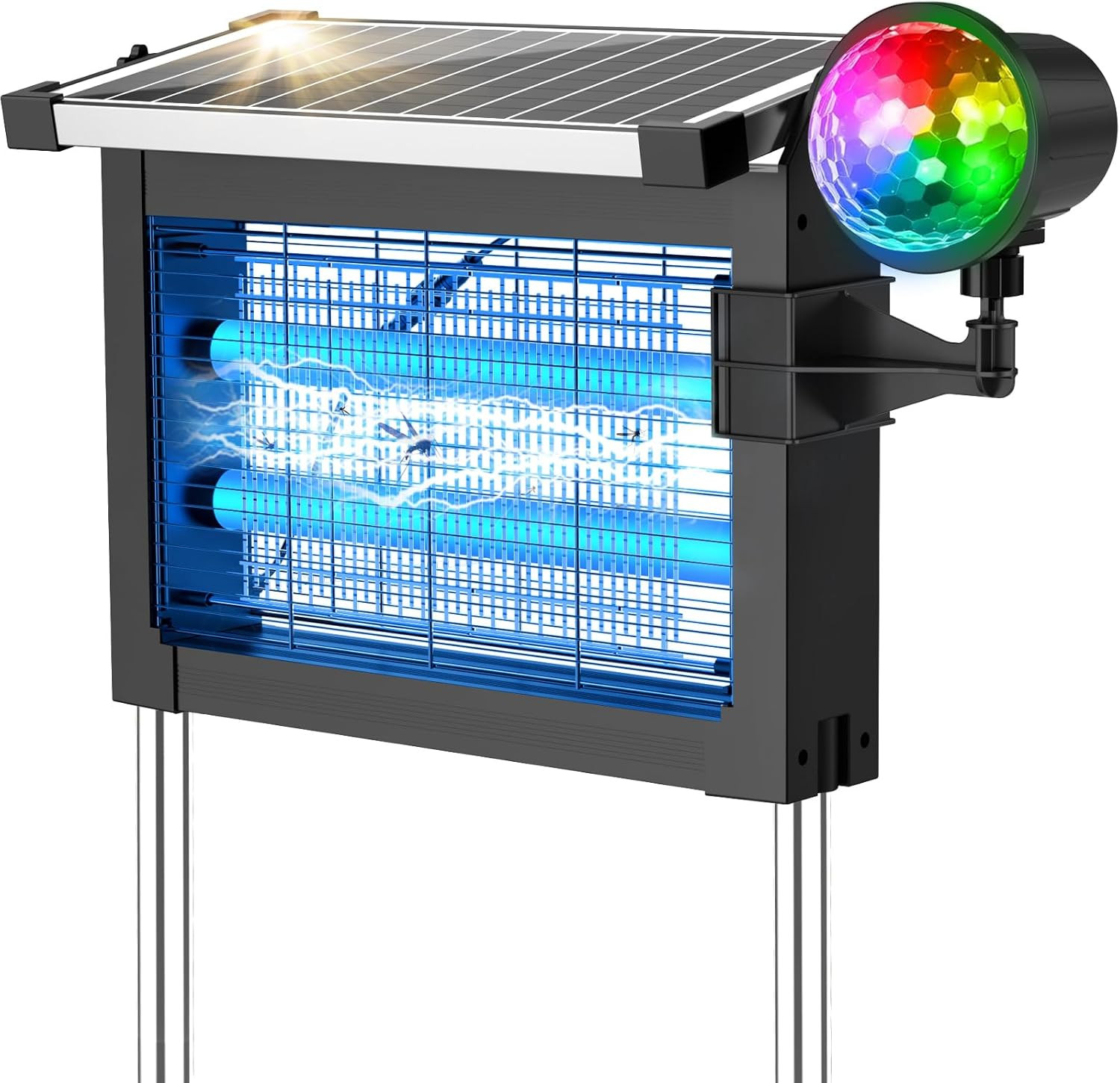Solar Bug Zapper Outdoor 4500V, 2-in-1 Rechargeable Mosquito Zapper with Project
