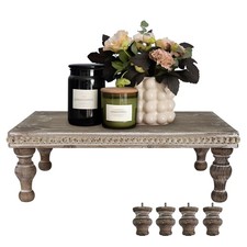 Wood Display Riser Decorative Tray Farmhouse Pedestal Stand for Display