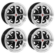 Legendary Wheel Co Magnum 400 Alloy Wheel Set 14x6 Black 4-lug Mustang 1965-1973