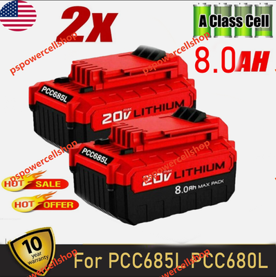 #ad #ad 2Pack 8.0 Ah 20Volt for PORTER CABLE 20V Slider Li ion Battery PCC685L PCC680L $35.99