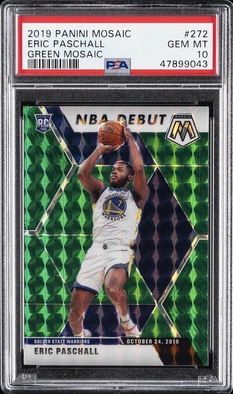 2019 PANINI MOSAIC GREEN MOSAIC #272 ERIC PASCHALL ROOKIE RC PSA 10