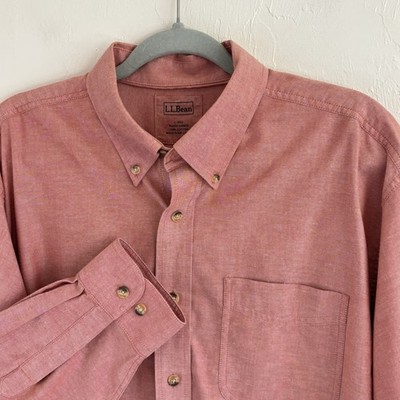 LL Bean Classic 100% Cotton Long Sleeve Button Up Pinpoint Oxford Dress Shirt L