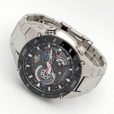 CASIO EDIFICE EQW-M1100 men Solar Quartz Black Dial Silver Watch