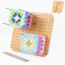 9.8 x7.7 inches Crochet Blocking Board with Pegs, Wooden Blocking Boards for Gra