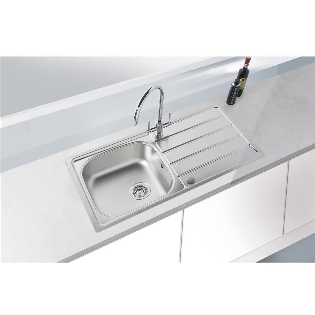 Liquida KS100SS 1 Bowl Reversible Inset Stainless Steel Kitchen Sink 965x500mm